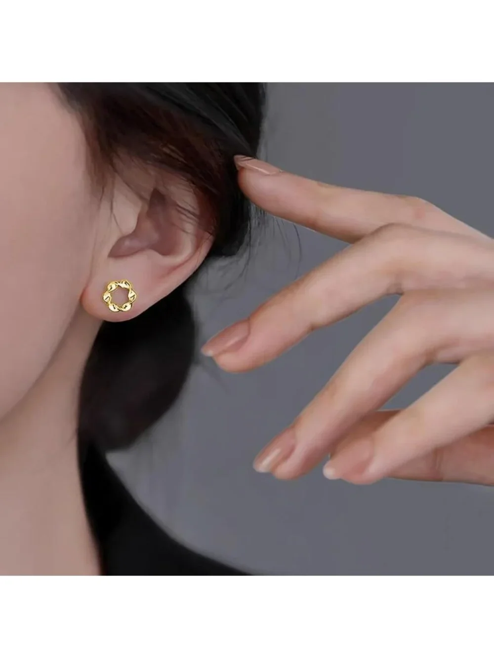 Minimalist 925 Sterling Silver Circle Stud Earrings for Women & Teens - Open
